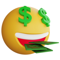 Money emoji side view clipart flat design icon isolated on transparent background, 3D render emoji and emoticon concept png