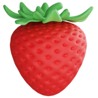 Strawberry clipart flat design icon isolated on transparent background, 3D render food and fruit concept png