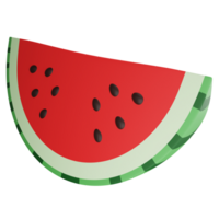 Watermelon slice clipart flat design icon isolated on transparent background, 3D render food and fruit concept png