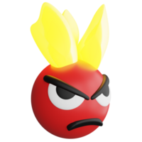 Angry emoji side view clipart flat design icon isolated on transparent background, 3D render emoji and emoticon concept png