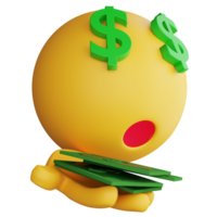 Money emoji side view clipart flat design icon isolated on transparent background, 3D render emoji and emoticon concept png