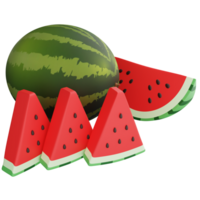 Watermelon clipart flat design icon isolated on transparent background, 3D render food and fruit concept png