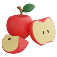 Apple clipart flat design icon isolated on transparent background, 3D render food and fruit concept png
