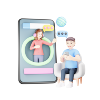 3d personnage illustration - garçon en utilisant Langue traducteur app png