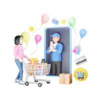 Expressing Gratitude in Online Shopping - 3D Cartoon Character Illustration png