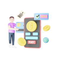 online betaling poort - 3d karakter illustratie voor financieel technologie png
