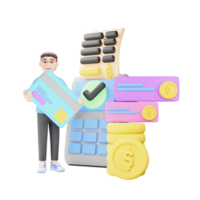 Card Payment - 3D Cartoon Character in Cashless Payment png