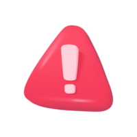 3D warning sign. Triangular prohibition sign with exclamation mark. Danger surveillance concept png