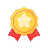 3d dourado medalha. ouro medalha com realização Estrela com vermelho fita a conceito do ganhando Esportes. png