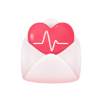 3D red heart with heartbeat curve. life saving concept Measure the heart rate. png