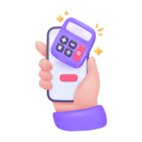 3d calculatrice. violet calculatrice avec boutons pour compte valeurs. png