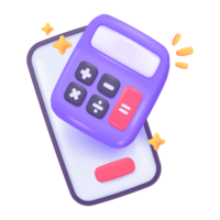 3D calculator. Purple calculator with buttons for counting values. png