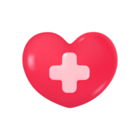 3D red heart with plus sign. Life insurance concept Helps treat heart disease patients. png