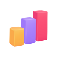 3D bar graph. Statistical data graph to analyze the growth trend of operating results. png