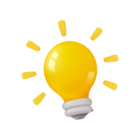 3D bright yellow light bulb Simple minimalist design Creative ideas for starting a business. png