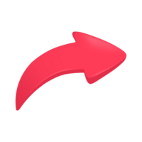 3d rosso freccia puntamento su semplice design png