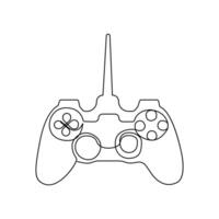 Continuous one-line drawing of the game controller and single-line art of the joystick controller outline vector illustration