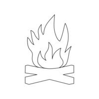 Continuous bonfire drawing, single-line art, and outline minimalistic style vector art illustration