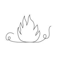 Continuous bonfire drawing, single-line art, and outline minimalistic style vector art illustration