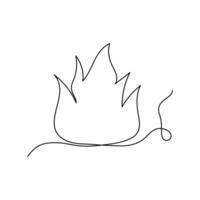 Continuous bonfire drawing, single-line art, and outline minimalistic style vector art illustration