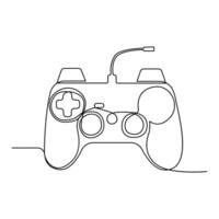 Continuous one-line drawing of the game controller and single-line art of the joystick controller outline vector illustration