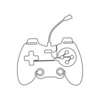 continuo una línea dibujo de el juego controlador y linea sola Arte de el palanca de mando controlador contorno vector ilustración