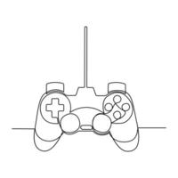 Continuous one-line drawing of the game controller and single-line art of the joystick controller outline vector illustration