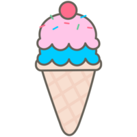 summer vibes cute double scoop ice cream with colorful sprinkle and cherry png