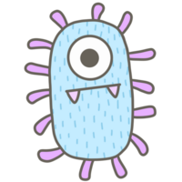 söt pastell blå bakterie virus celler enkel illustration png