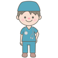 Cute medical surgeon doctor wearing surgeon suit simple illustration png