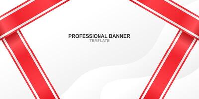 red ribbon banner in white background. red and white ribbon with white strip background. red ribbon background. vector