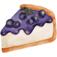 tranche de myrtille fromage tarte aquarelle illustration png