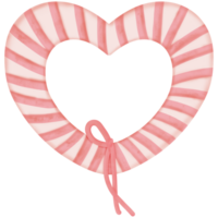 Pink Heart with Striped Ribbon Illustration png