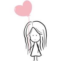 A Girl Holding Heart Balloon Illustration png