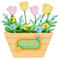 Earth day Plants and Flowers, tulips on a transparent background , 3D Rendering png