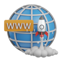 3d interpretazione sito web lancio isolato utile per seo, sito web, Internet, ottimizzazione e altro png