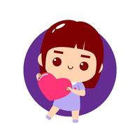 Cute girl holding heart with love vector