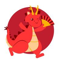 Red Dragon Chinese New Year Element vector