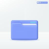 Folder with file icon symbol. Information online portfolio for presentation, comfortable searching, Stored data, File management concept. 3D vector isolated illustration, Cartoon pastel Minimal style.