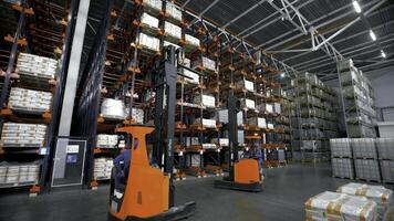 Madrid-Spain, October 8, 2022. Creative.A large bright warehouse with working equipment where the packed ordered goods are laid out. photo