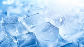 ai generado claro como el cristal hielo cubitos con refrescante condensación, Perfecto para enfriamiento verano bebidas o frío bebida temas foto