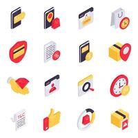 Set of Shopping and Buying Isometric Icons vector