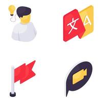 Set of Study and Knowledge Isometric Icons vector