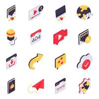 Set of Network and Conversation Isometric Icons vector