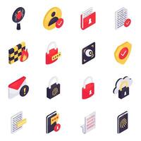 Set of Security Isometric Icons vector