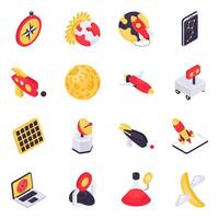 Set of Astrophysics Isometric Icons vector