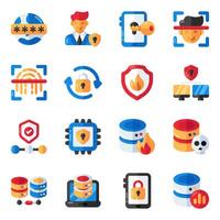 Set of Data Encryption Flat Icons vector