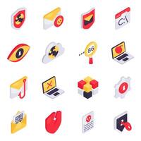 Set of Security and Protection Isometric Icons vector