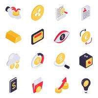 Set of Business Management Isometric Icons vector