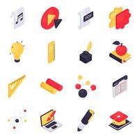 Set of Education and Study Isometric Icons vector